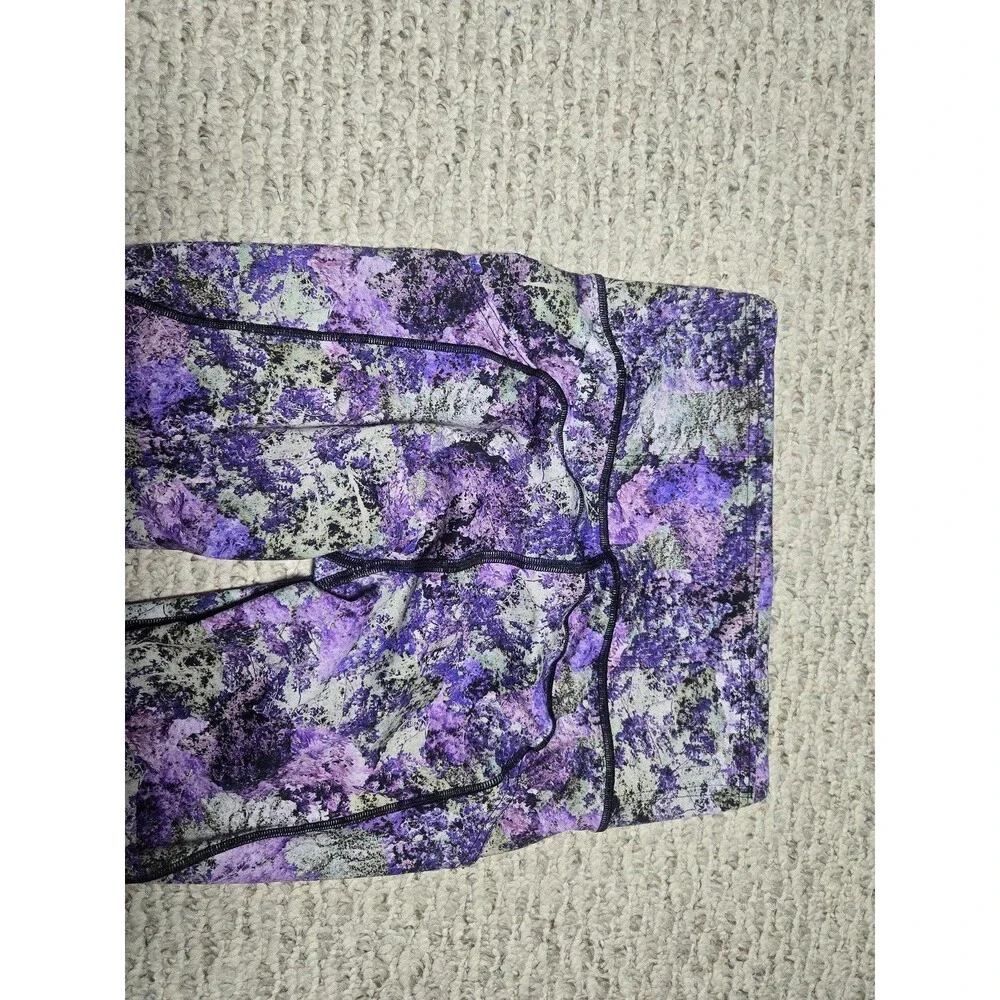 Lululemon Fast Free Crop II Nulux 19 Vivid Vision Purple Black Leggings size 4